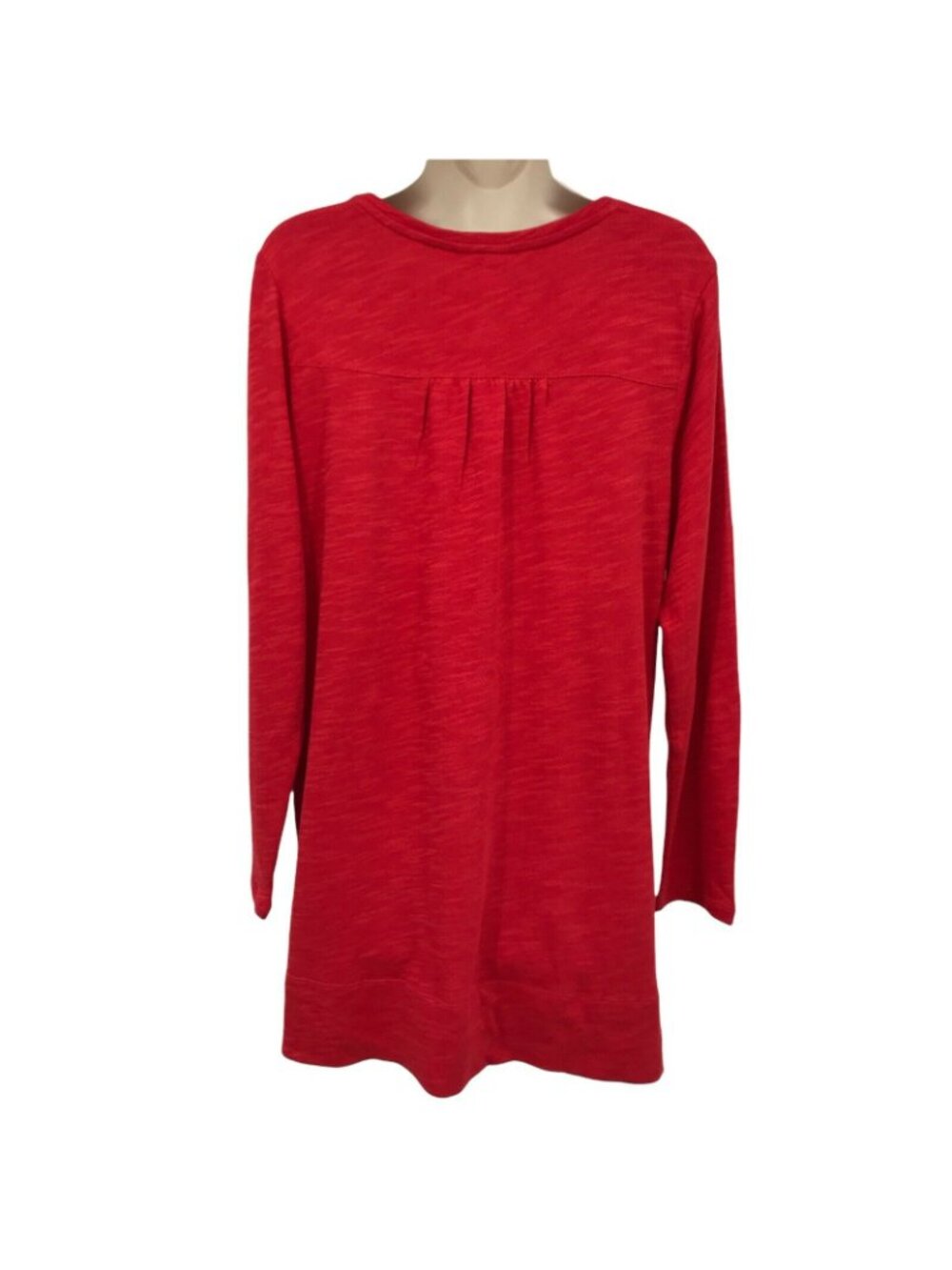 NWT J. Jill Red Long Sleeve V-Neck Tunic With Front Pockets XS Cotton Blend - Picture 2 of 7